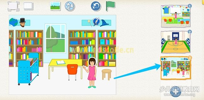 scratchjr圖文教程:第三章我的故事【第二節】 ScratchJR少兒編程啟蒙教程:第三章:參觀我的學校-少兒編程教育網