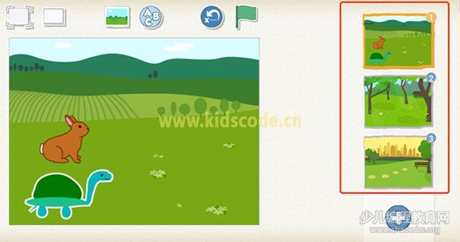 scratchjr圖文教程：第三章我的故事-龜兔賽跑【綜合】