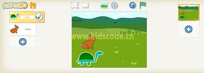 scratchjr圖文教程：第三章我的故事-龜兔賽跑【綜合】