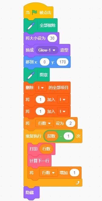 scratch編程繪制數字金字塔（楊輝三角）